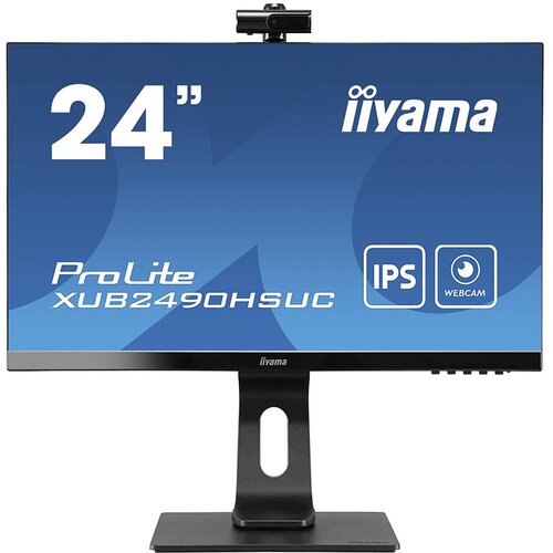 Iiyama Monitor 24&amp;Prime; ETE IPS-panel, 1920&amp;times;1080, Webcam 1080P Auto Focus, 13cm Height Adj. Stand, Pivot, 5ms, 250 cd/m&amp;sup2;, Speakers, HDMI, DisplayPort, USB2.0 port (23,8&amp;Prime; VIS) Slike