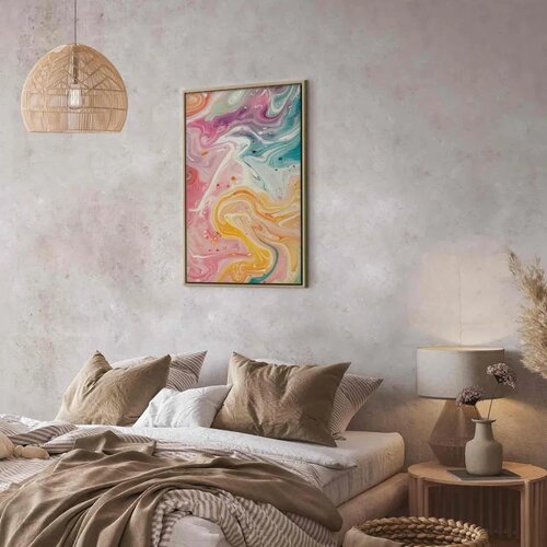 Slika - Colorful Chaos - Dynamic Shapes in Shades of Pink Yellow and Blue 40x60 Cijene