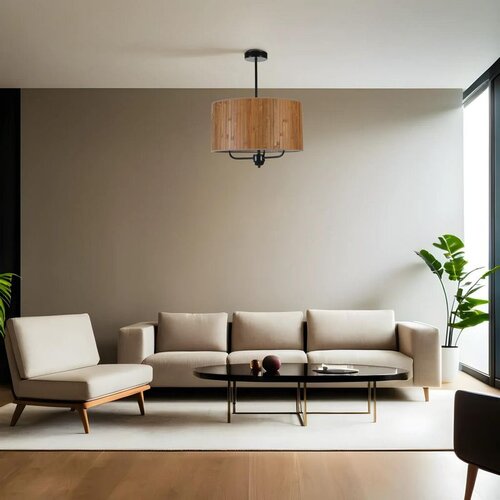 Opviq bambu 01 abajurlu 3 Lü Sarkıt avize walnutblack chandelier Slike
