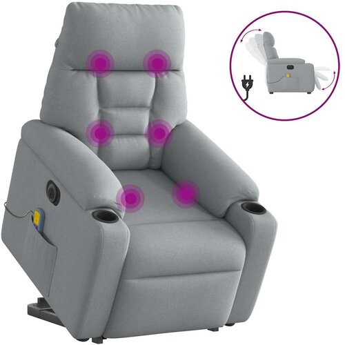 VidaXL Električni masažni naslonjač na podizanje tkanina svjetlosivi Slike