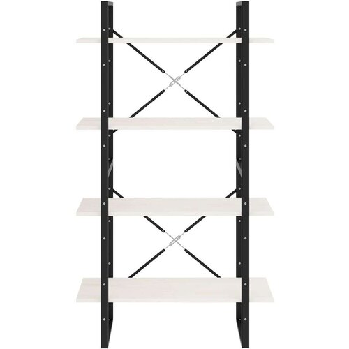 VidaXL Knjižna omara 4-nadstropna bela 80x30x140 cm trdna borovina Slike