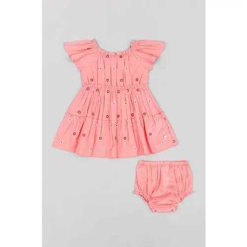 Zippy Otroška bombažna obleka roza barva