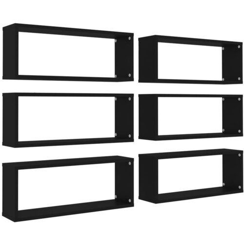 Maison Chic Stenske Police - Viseča polica kockaste 6 kosov črne 60x15x23 cm, (21758741) Slike