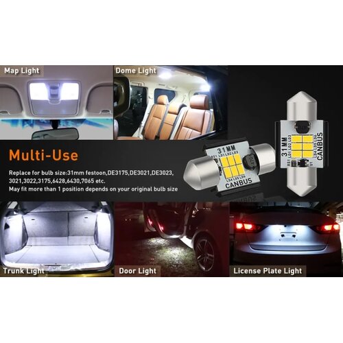 Auxito DE3175 LED sijalice 6000K CANBUS 3021 3175 31mm-6P-BLACK-W2 Cene