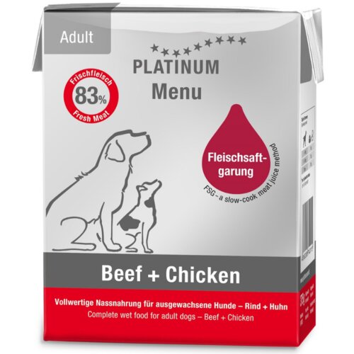 Platinum vlažna hrana za pse menu beef&chicken 185g Slike