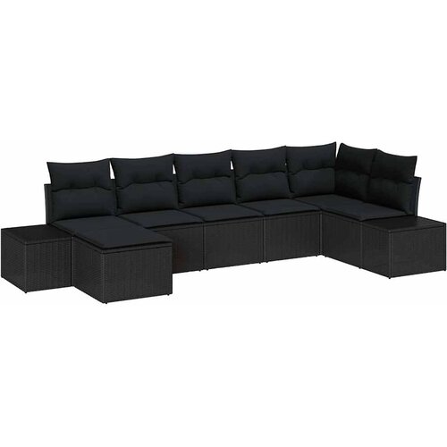  Sjedeća garnitura za vrt 7 kom. Crna poliratan 319 x 154 x 69 cm Slike