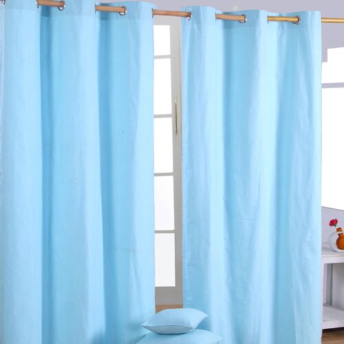 HOMESCAPES Navadne modre bombažne zavese Eyelet, 137x228 cm, (20749064) Cene
