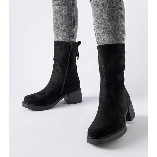 Gemre Black eco-suede block heel ankle boots Agordino Cene