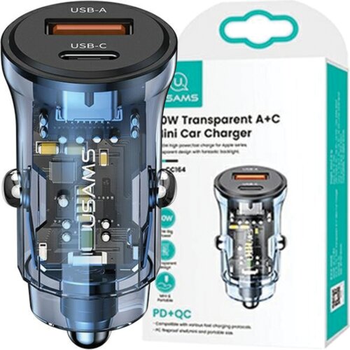 Usams ŁAD. SAM. 1XUSB+1XUSB-C C32 30W FAST CHARGE NIEBIESKI/BLUE CC164CC02 (US-CC164), (22007289) Slike