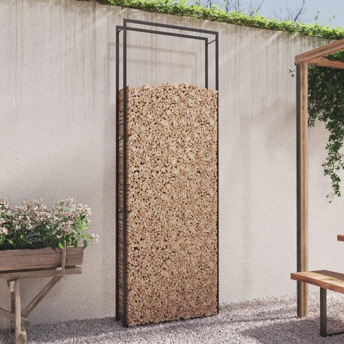 VidaXL Stojalo za drva mat črno 110x28x312 cm jeklo Slike