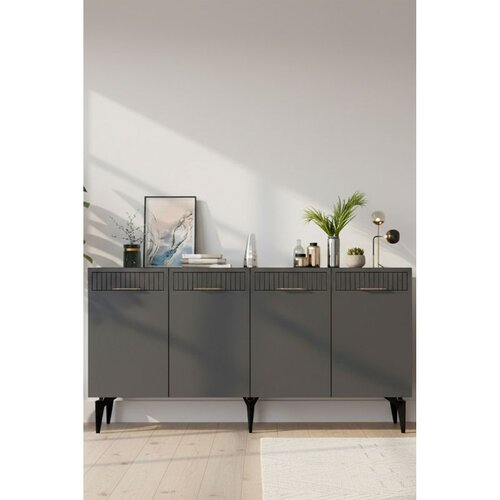 Hanah home komoda Batum 150, 150 cm, antracit / zlatna Cene