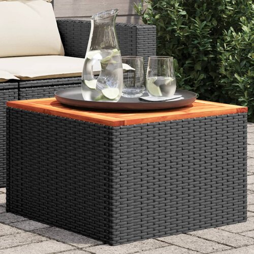 vidaXL Vrtna miza črna 55x55x37 cm poli ratan in akacijev les Cene