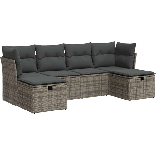 VidaXL 6-dijelni set vrtnih sofa od poliratana s jastucima sivi Slike