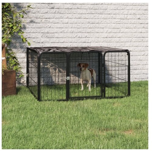  Ograda za pse s 4 panela crna 100 x 50 cm čelik obložen prahom Cijene