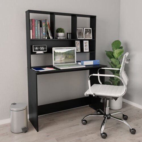  Radni stol s policama crni 110 x 45 x 157 cm od iverice Cijene