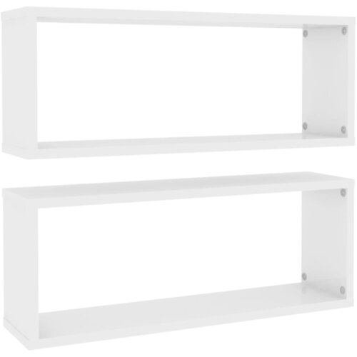 Maison Chic Stenske Police - Viseča polica kockaste 2 kosa visok sijaj bele 60x15x23 cm, (21758747) Slike