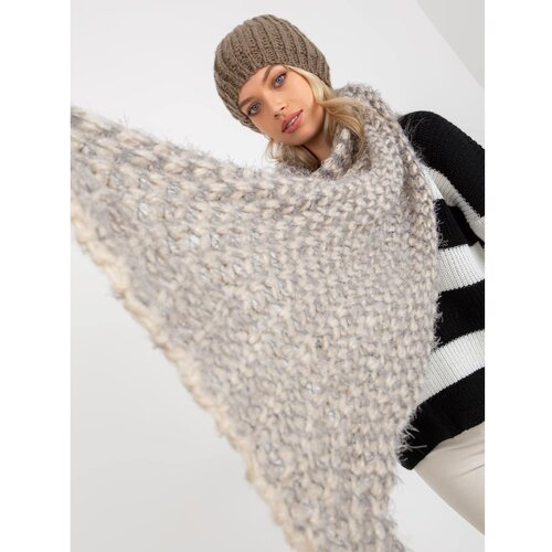 Fashion Hunters Beige and gray women's knitted scarf Slike