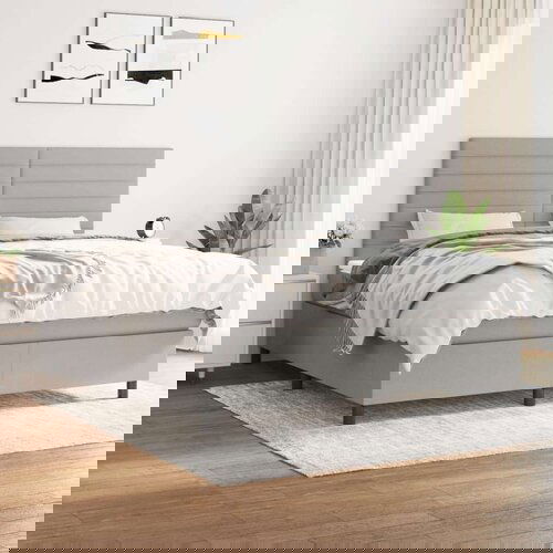  Box spring postelja z vzmetnico svetlo siva 160x200 cm žamet, (20899083) Slike