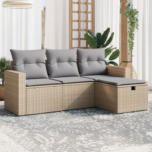 vidaXL 4-dijelni set vrtnih sofa s jastucima bež od poliratana Cijene