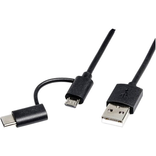 Roline USB kabel USB 2.0 USB-A vtič\, USB-C&reg; vtič\, USB-mikro-B vtič 1.00 m črna 11.02.8328, (20416621) Cene