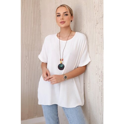 Kesi Oversized blouse with pendant light beige Cene