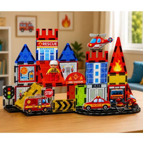 Magnetic Construction Blocks Fire Station Fire Station 42 pcs. Slike