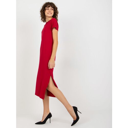 Fashion Hunters Light burgundy basic viscose midi dress by Liliane Slike