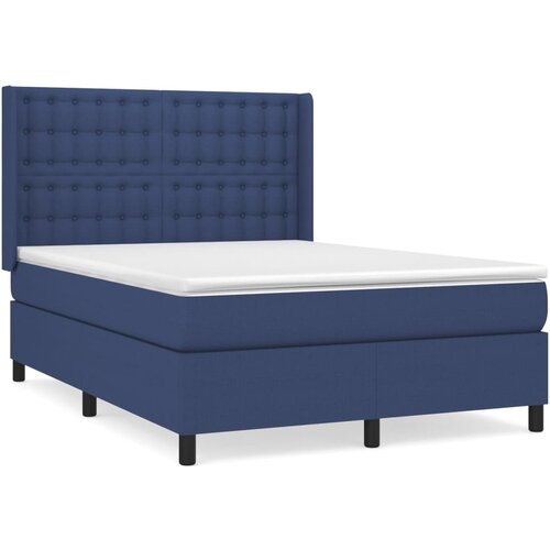 VidaXL Box spring postelja z vzmetnico modra 140x200 cm blago, (20895929) Slike