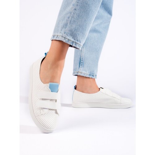 Shelvt Women's white sneakers with velcro Cene