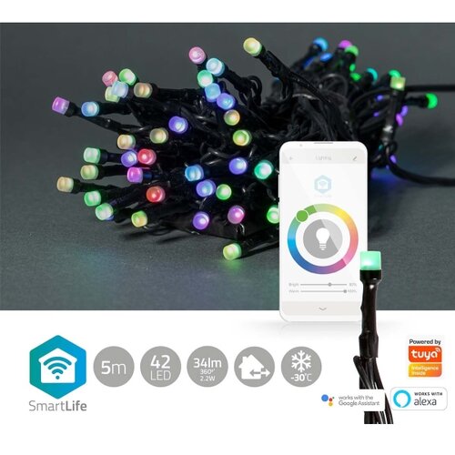 Nedis WIFILX01C42-LED RGB spoljna svetlosna girlanda 42xLED/8 funkcija 8m IP65 Wi-Fi Tuya Cene