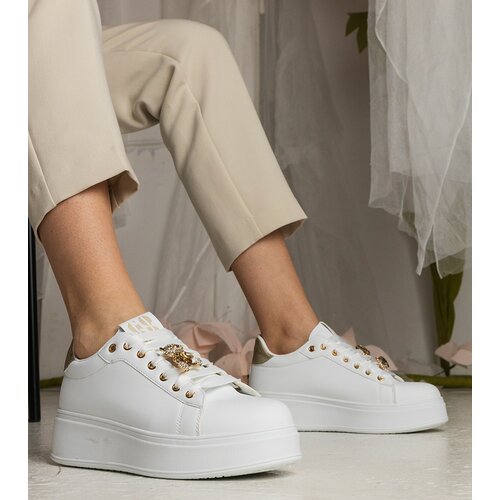 D/CEO marka niezdefiniowana White-gold women's sneakers decorated with stones Sarena Cene