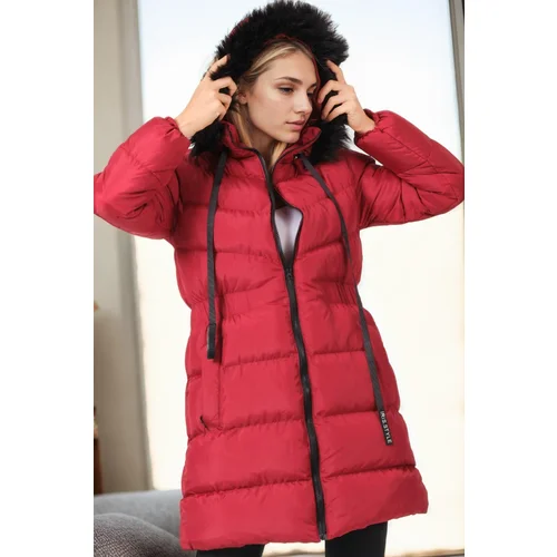 Dewberry Z6764 WOMEN'S COAT-BURGUNDY-1