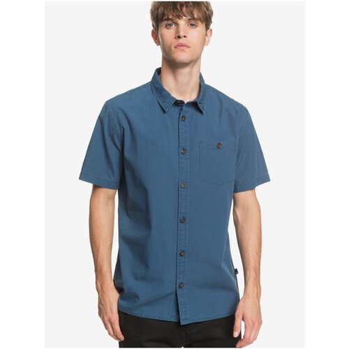 Quiksilver Blue Men&amp;#039;s Short Sleeve Shirt Taxer Wash - Men&amp;#039;s Slike