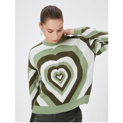 Koton Knitwear Sweater With Heart Multicolored Long Sleeved Crew Neck. Slike