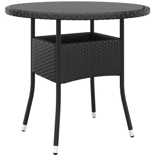 VidaXL Vrtni stol &amp;Oslash; 80 x 75 cm od kaljenog stakla i poliratana crni Slike