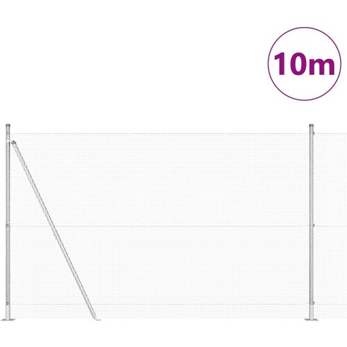 VidaXL zavarena žičana ograda s 7 flan&amp;scaron;iranih stupova 1.5x10 m pocinčani čelik Slike