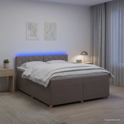  Boxspring krevet s madracem Sivosmeđa 180 x 200 cm Tkanina - Sivosmeđa 180 x 200 cm Dizajn s rombovima Cene