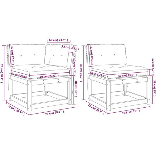 VidaXL 5-dijelni set vrtnih sofa s jastucima bijeli masivna borovina Slike