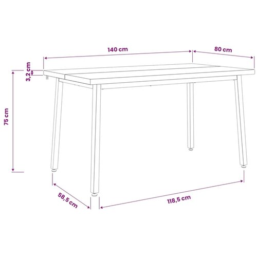  Kvadratni blagovaonski stol 140 x 80 x 75 cm - tamno smeđe i bijele boje 140 x 80 x 75 cm Četvrtasto Slike