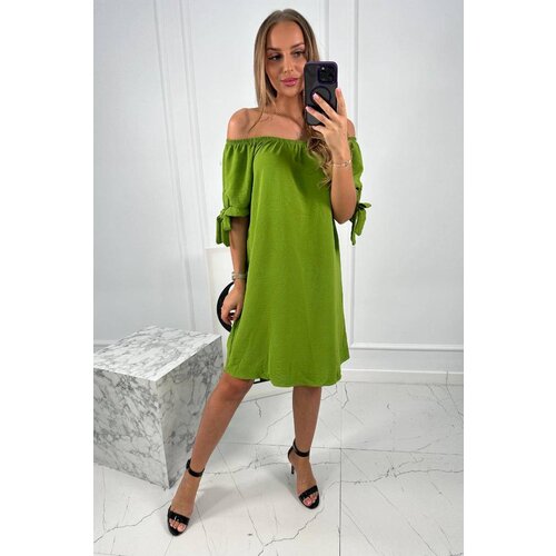 Kesi Dress with tie on the sleeves mint olive Slike