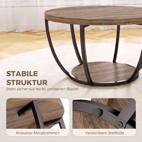  Klub stolić s 2 razine stol za dnevni boravak 80 x 80 x 43 8 cm smeđa/crna Slike