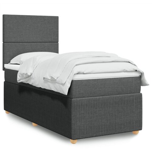 VidaXL Okvir kreveta s oprugama i madrac tamnosivi 80x200cm od tkanine Slike