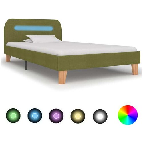  Posteljni okvir z LED osvetlitvijo zeleno blago 90x200 cm Cene