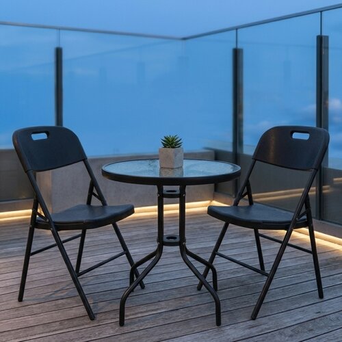 Alberg Urban Garden Trio set &amp;ndash; 2 sklopive stolice i stakleni sto Lunaris Slike