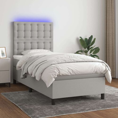  Box spring postelja z vzmetnico LED sv. siva 100x200 cm blago, (20930269) Slike