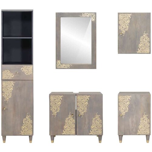 VidaXL Set namje&amp;scaron;taja za kupaonicu Zidne 5 pcs Siva 62 x 33 x 58 cm Slike