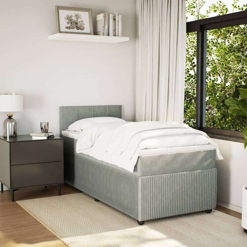 VidaXL box spring krevet s madracem svjetlosivi 90x190 cm bar&amp;scaron;unasti Slike