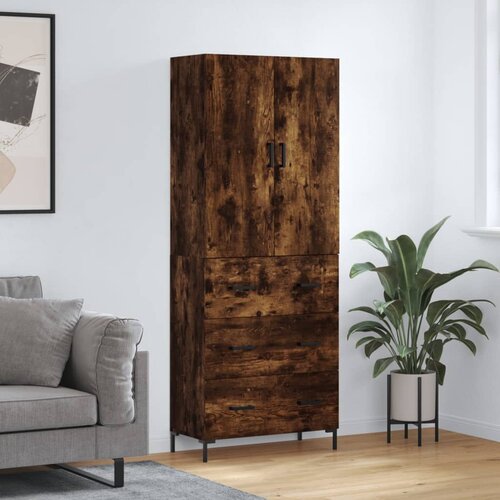 vidaXL Visoka komoda dimljeni hrast 69 5x34x180 cm konstruiranog drva Cijene