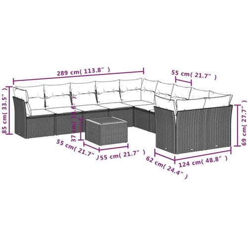  Vrtna garnitura - 11-dijelni set vrtnih sofa od poliratana s jastucima crni - Crna 1 Slike