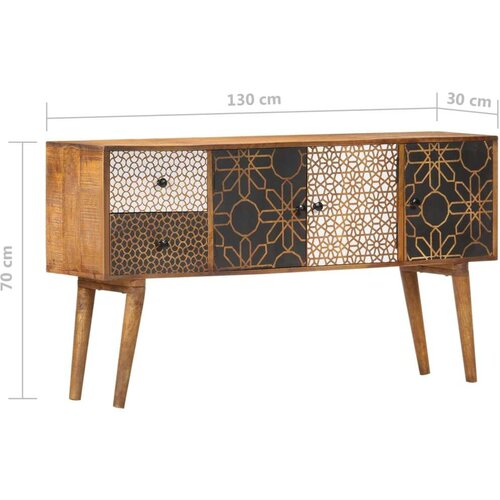 VidaXL Komoda s otisnutim uzorkom 130 x 30 x 70 cm masivno drvo manga Slike